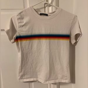 Brandy Melville Blue Pink Yellow Striped Shirt Crop Top